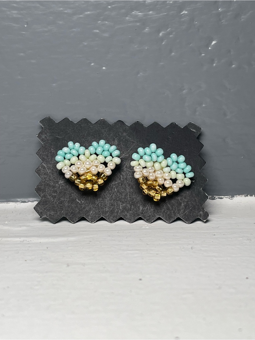 Huichol Beaded Heart Stud Earrings